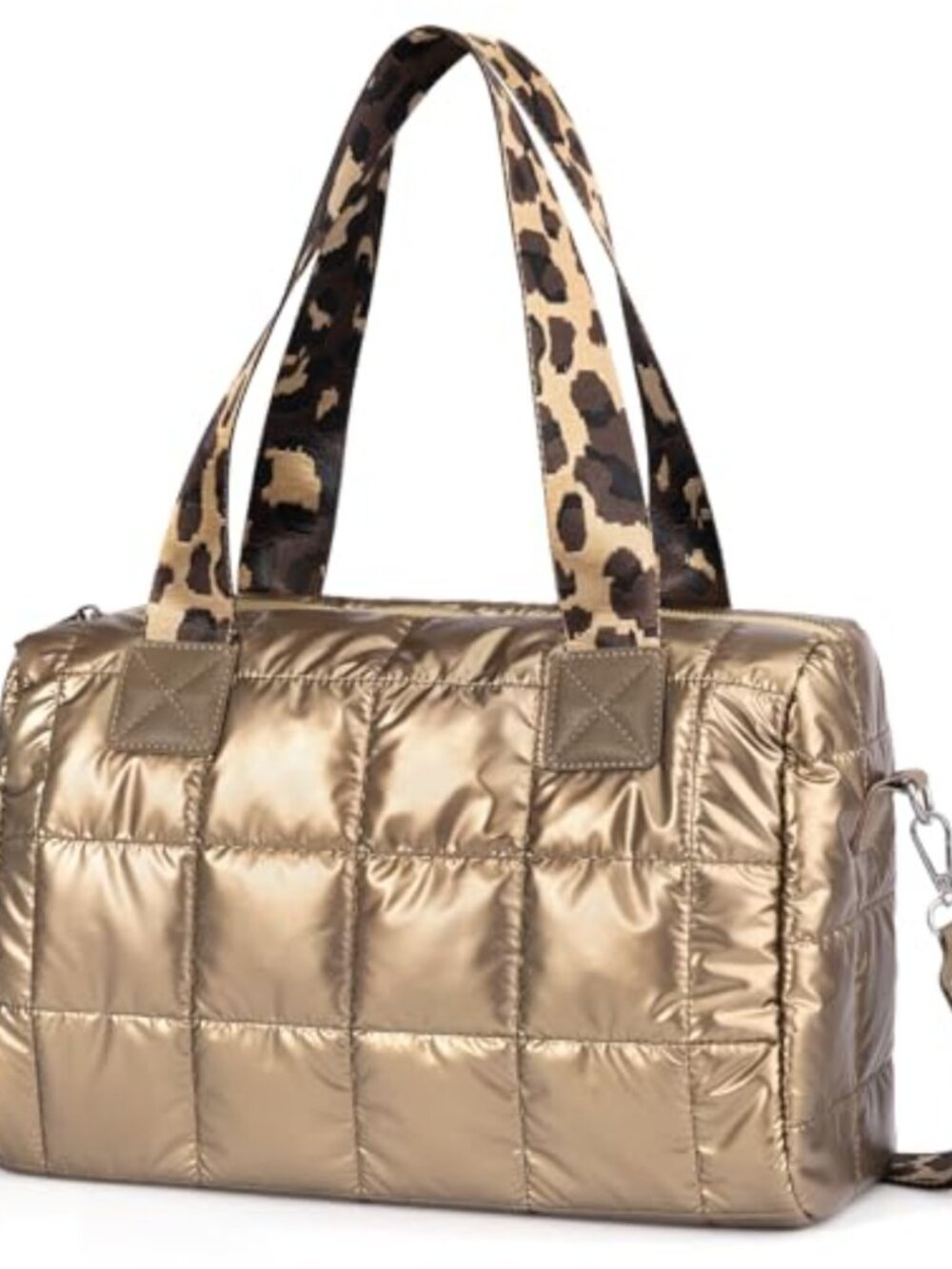 Quilted Nylon Crossbody Tote Handbag Puffer Shoulder Bag with Laptop Capacity